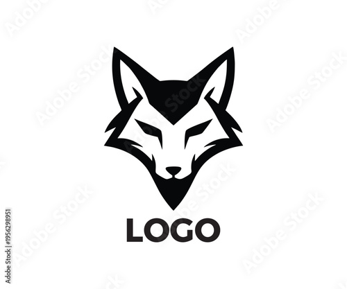 Minimalist Fox Head Logo - Modern Geometric Wolf Mascot Vector for Tech, Creative Agency, and Esports Branding