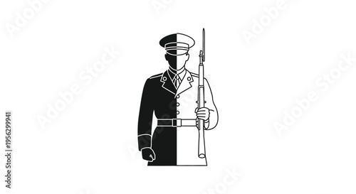 Soldier Silhouette with Rifle Vector Icon