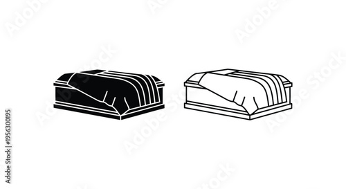 Black and Outline Coffin Vector Icon Set