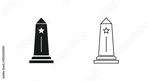 Monuments Vector Icon Set - Solid and Outline
