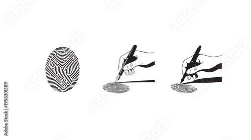 Hand drawing and sketching process with a pen, creative artist at work, manual illustration and design concept