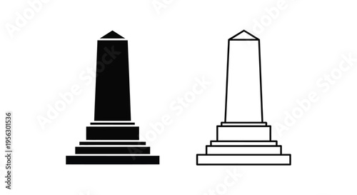 Obelisk Monument Icon Set Vector