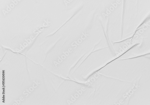 Photos white paper wrinkled poster template ,blank glued creased paper sheet mockup