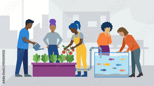 Diverse Community Engages in Sustainable Urban Aquaponics Gardening