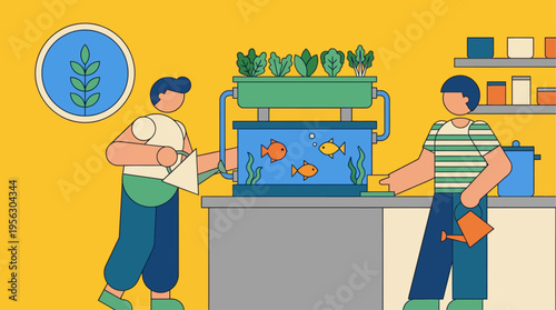 Sustainable Aquaponics Home Garden with Fish and Plants