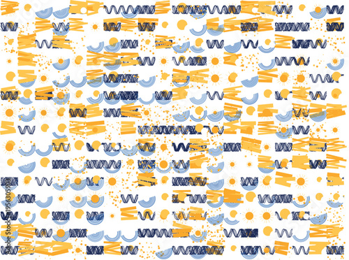 Vector illustration of a seamless pattern set featuring travel and business icons with cars and web symbols for wallpaper design