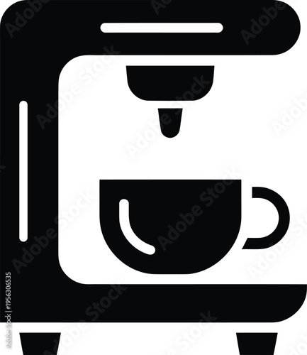 Coffee machine icon with espresso cup vector illustration for cafe menu kitchen appliance branding and morning breakfast concept