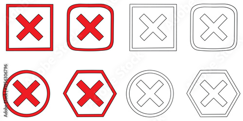 Hand-drawn cartoon and doodle set of crosses on a white background.