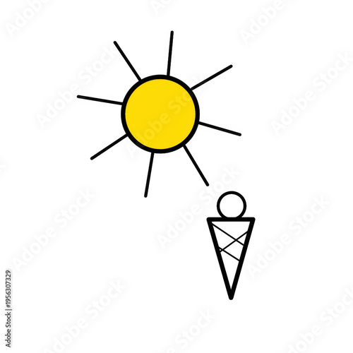 Sun and ice cream icon, summer heat and leisure concept