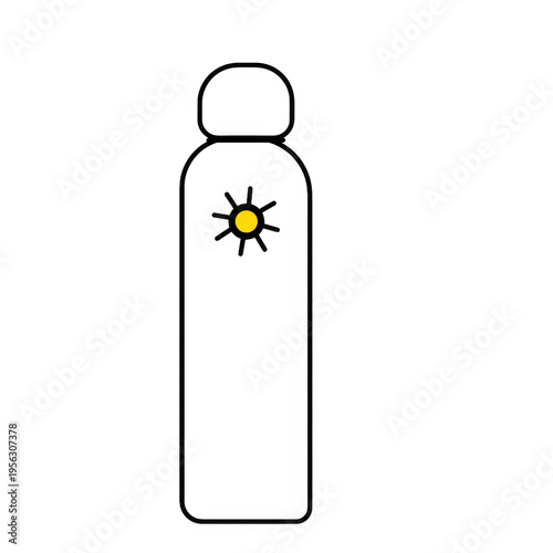 Sunscreen bottle icon, sun protection and summer skincare