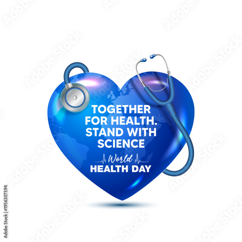 Conceptual design for World Health Day 7 April theme - together for health stand with science.