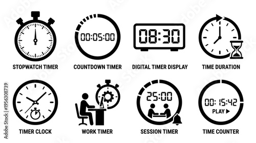 "Meeting & Scheduling Icons Vector – Calendars, Clocks, Presentations & Reminders"
