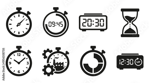 "Meeting & Scheduling Icons Vector – Calendars, Clocks, Presentations & Reminders"