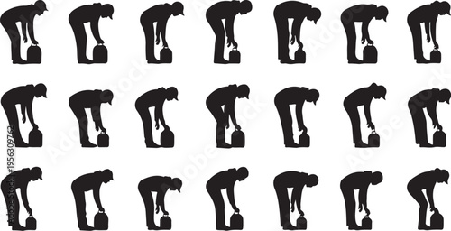 Silhouette of multiple people exercising with dumbbells together