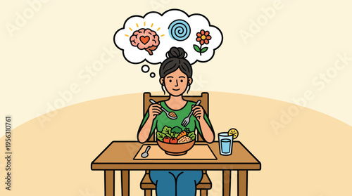 Healthy mindset concept with balanced nutrition and wellness lifestyle