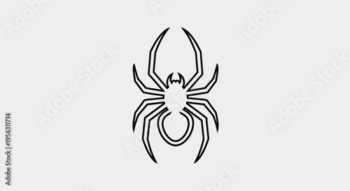 Black and White Spider Illustration Isolated.