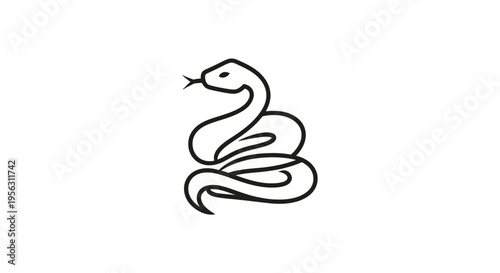 Black Snake Illustration Simple Design Element.