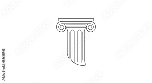 Classic Greek Ionic Column Capital Illustration.