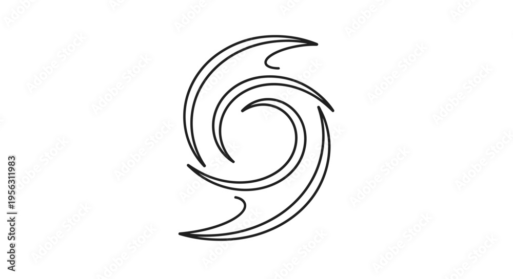 Naklejka premium Simple Black Line Art Spiral Design Element.
