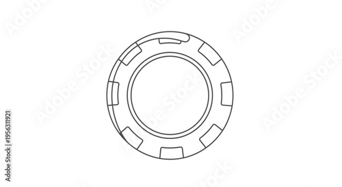 Simple Black and White Gear Wheel Illustration.