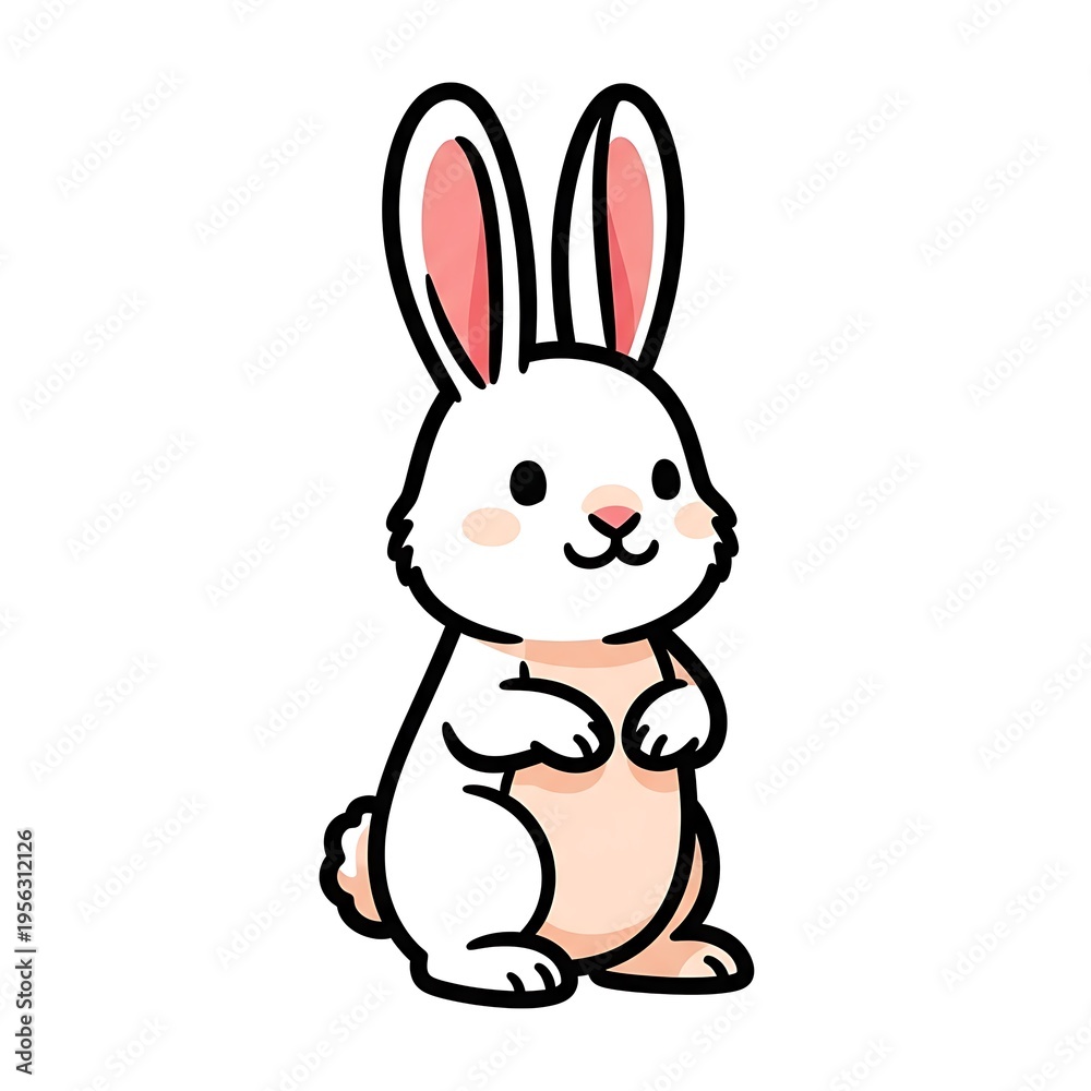 Obraz premium Cute cartoon rabbit standing upright.