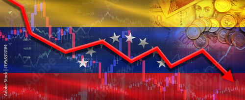 Cuadro en lienzo Venezuelan financial crisis on economic graph
