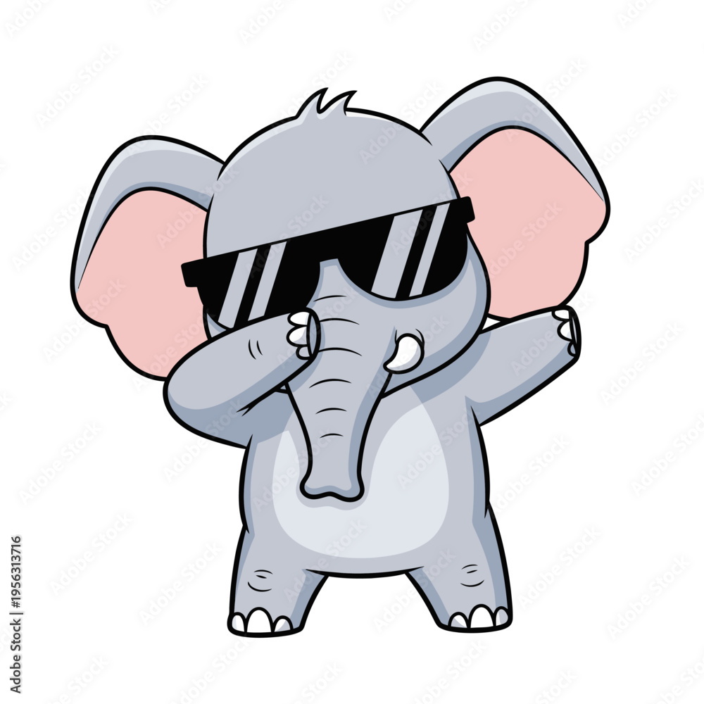Fototapeta premium Cool Elephant Doing the Dab Dance Move with Sunglasses