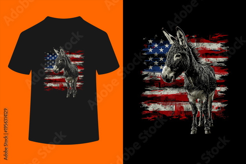 Donkey Patriotic 4th Of July USA American Flag Women Men T-Shirt
