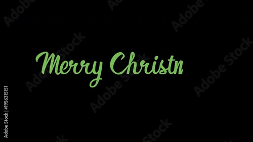 Merry Christmas green Handwritten Cursive Animation with Elegant Calligraphy Text
