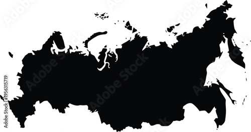 Black silhouette of the map of russia isolated on a white background for design.