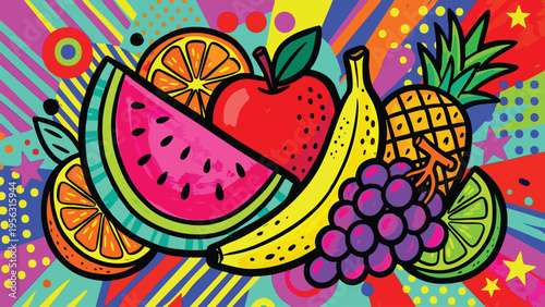 Vibrant Fruit Assortment Graphic for Healthy Food Marketing & Summer Promotions