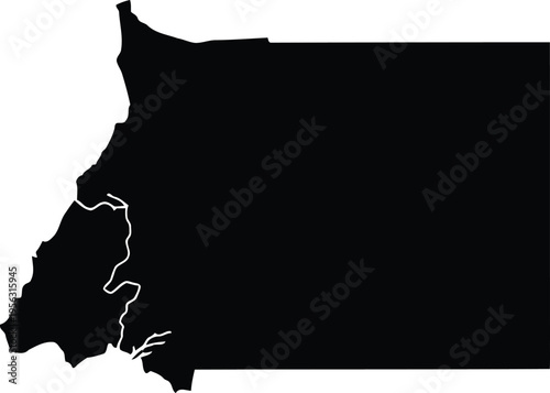 Black silhouette map of equatorial guinea isolated on a plain white background.