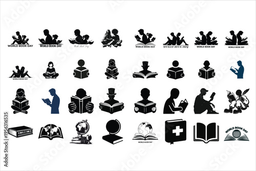 World Book Day Silhouette – Reading Culture and Literary Celebration Vector Illustration