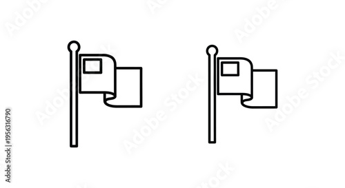 Set of 2 Outline Flag Icons Vector