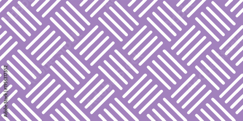 Seamless Purple and white basketweave pattern with diagonal rounded lines. vector illustration