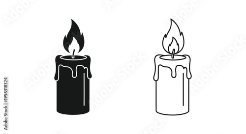 Burning Candle Icon Set Vector Illustration