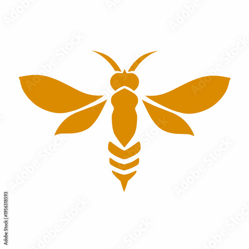 Golden Hornet Silhouette Icon Isolated on White Background