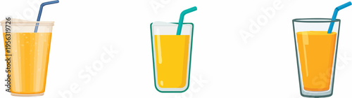 Refreshing Orange Juice in a Plastic Cup with Straw