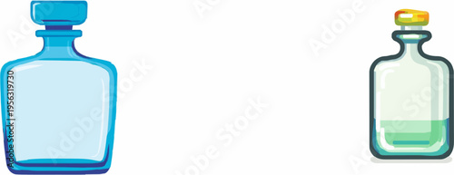 Transparent Glass Decanter with Blue Label