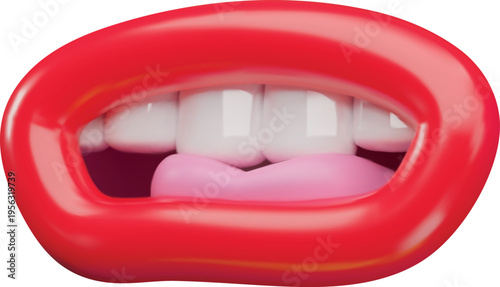 Open mouth expression and talking, cartoon vector 3D mouth sync and articulation, talking mouth movement L letter sound
