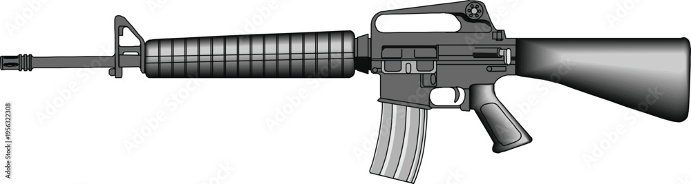 Naklejka premium M16 Assault Rifle Vector Design