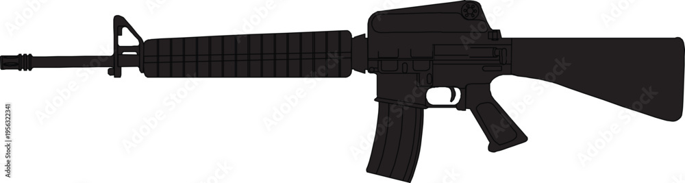 Naklejka premium M16 Assault Rifle Silhouette Vector Design