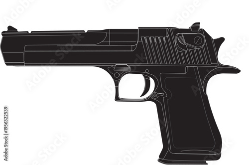 Desert Eagle 50 AE Magnum Semi Automatic Pistol Icon Vector Silhouette Design
