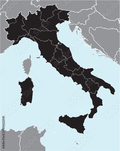 Map of Italy Highlighted on the Region with Neighbouring Countries Vector