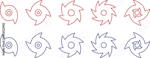 Hurricane cyclone icon set collection group in line style featuring storm, typhoon, tornado, whirlwind, vortex and weather synonym elements for disaster alert, climate design and warning graphics