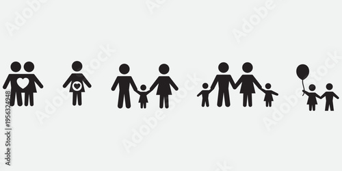 Happy Family, Father day, Mother day, Baby icon set