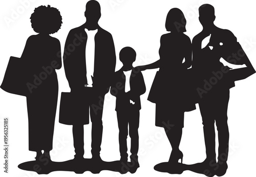 Silhouettes of children playing and running in various poses