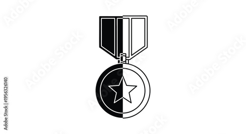 Military Medal Icon Vector with Star Design