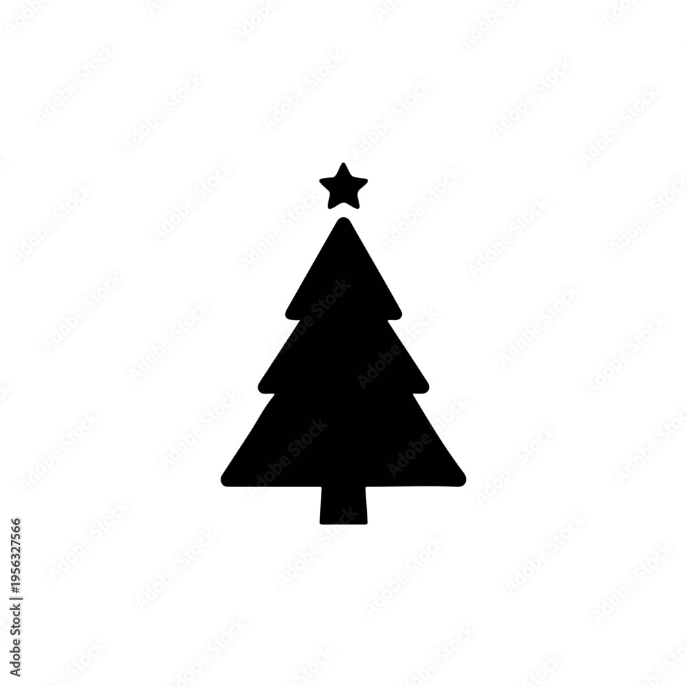Fototapeta premium Christmas tree silhouette icon vector illustration on white background