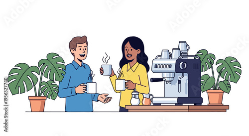 Colleagues Having Coffee Break in Modern Office